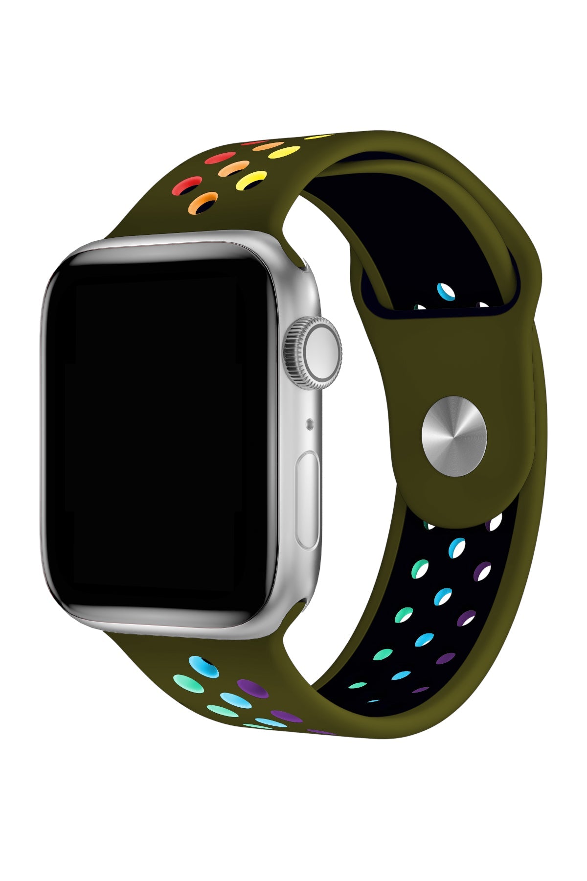 Apple Watch Uyumlu Silikon Delikli Spor Kordon Olive Stone