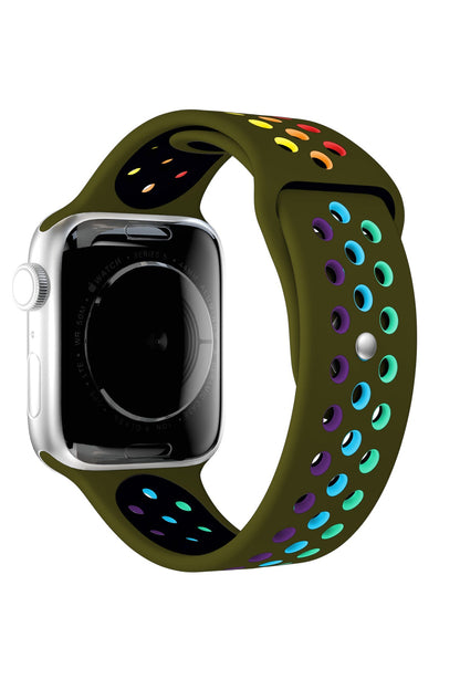 Apple Watch Uyumlu Silikon Delikli Spor Kordon Olive Stone