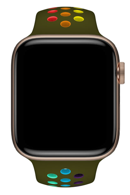 Apple Watch Uyumlu Silikon Delikli Spor Kordon Olive Stone