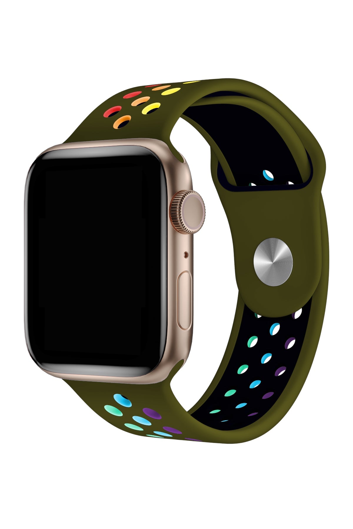 Apple Watch Uyumlu Silikon Delikli Spor Kordon Olive Stone