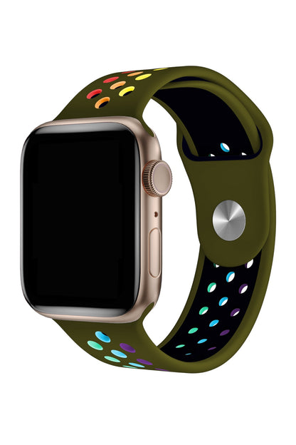 Apple Watch Uyumlu Silikon Delikli Spor Kordon Olive Stone
