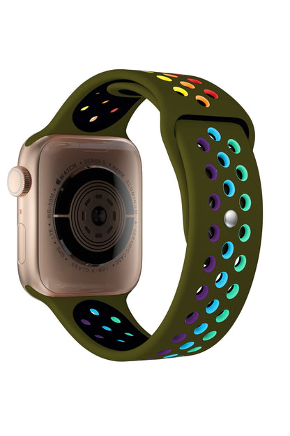 Apple Watch Uyumlu Silikon Delikli Spor Kordon Olive Stone