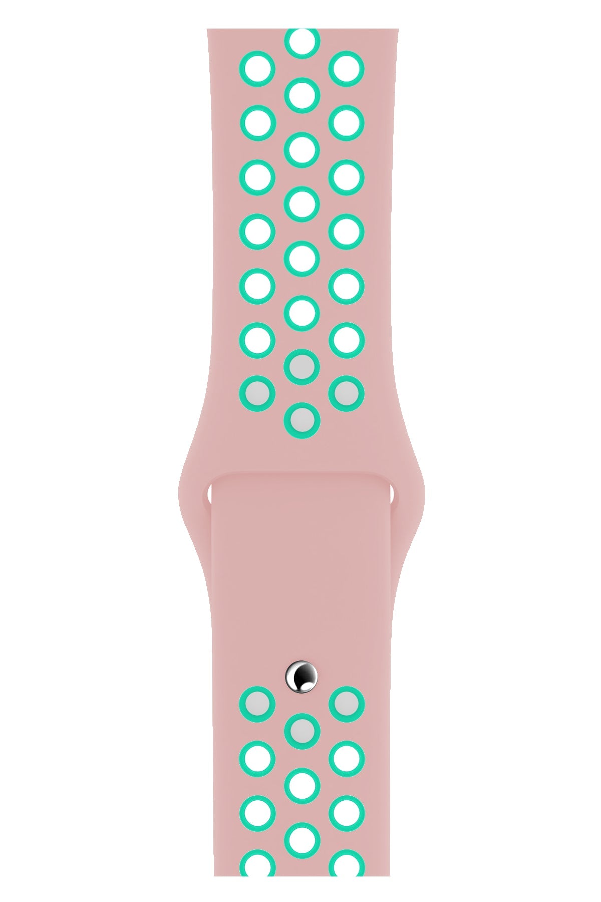 Apple Watch Uyumlu Silikon Delikli Spor Kordon Pembe Yeşil