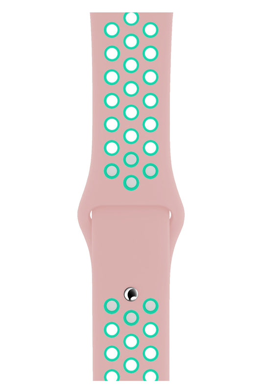 Apple Watch Uyumlu Silikon Delikli Spor Kordon Pembe Yeşil