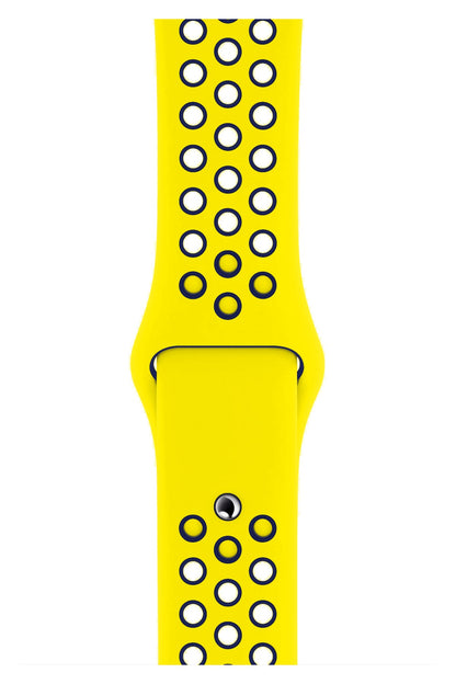 Apple Watch Uyumlu Silikon Delikli Spor Kordon Sarı Lacivert