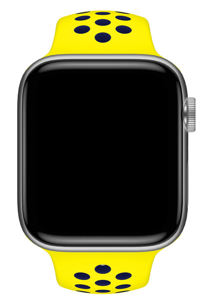 Apple Watch Uyumlu Silikon Delikli Spor Kordon Sarı Lacivert