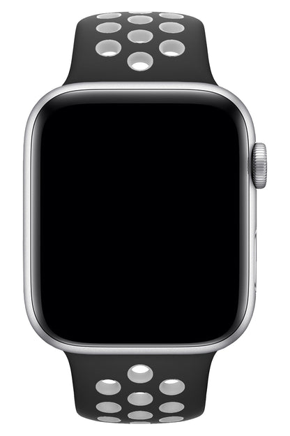 Apple Watch Uyumlu Silikon Delikli Spor Kordon Siyah Beyaz