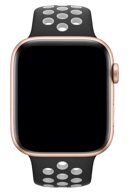 Apple Watch Uyumlu Silikon Delikli Spor Kordon Siyah Beyaz
