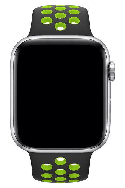 Apple Watch Uyumlu Silikon Delikli Spor Kordon Siyah Yeşil