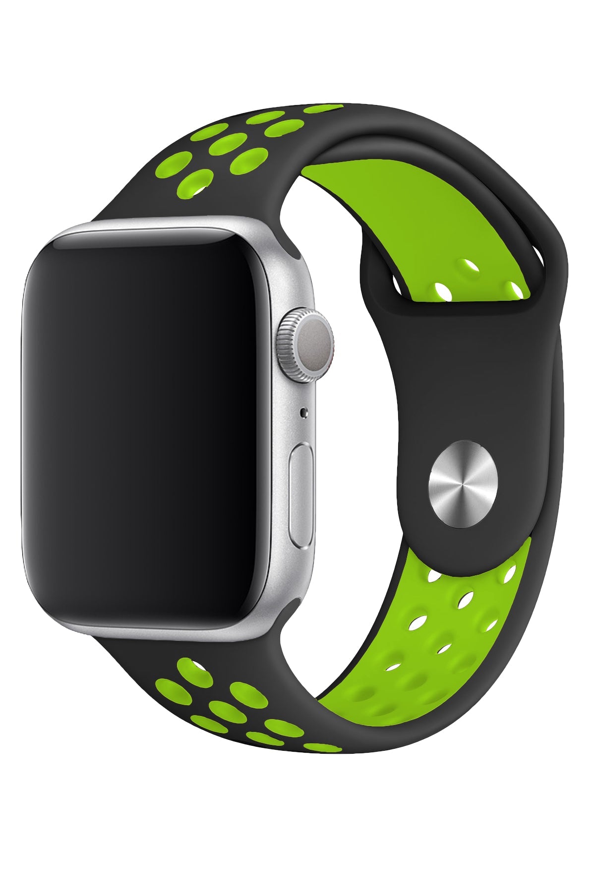 Apple Watch Uyumlu Silikon Delikli Spor Kordon Siyah Yeşil