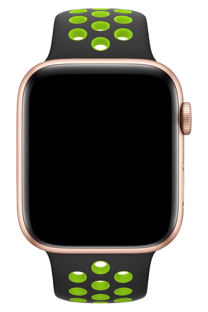 Apple Watch Uyumlu Silikon Delikli Spor Kordon Siyah Yeşil