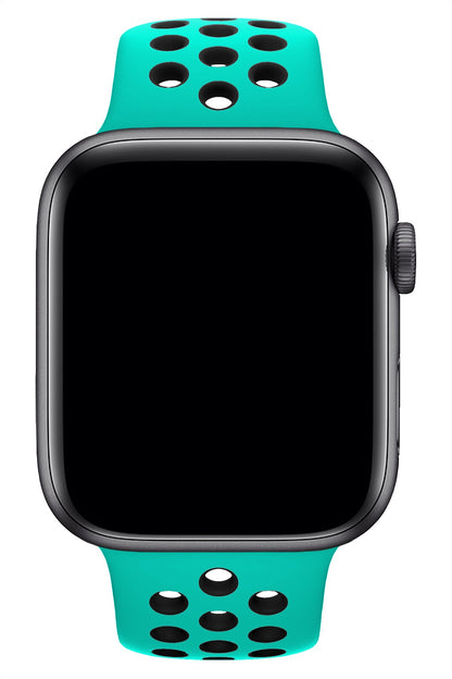 Apple Watch Uyumlu Silikon Delikli Spor Kordon Turkuaz Siyah