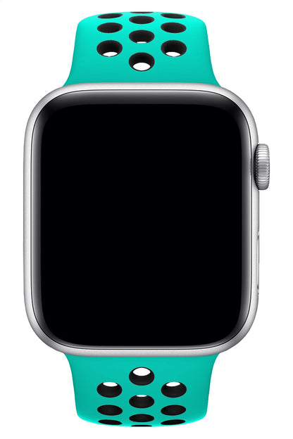 Apple Watch Uyumlu Silikon Delikli Spor Kordon Turkuaz Siyah
