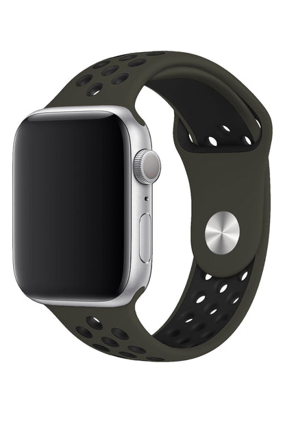Apple Watch Uyumlu Silikon Delikli Spor Kordon Zeytin Yeşil