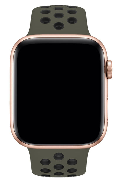 Apple Watch Uyumlu Silikon Delikli Spor Kordon Zeytin Yeşil