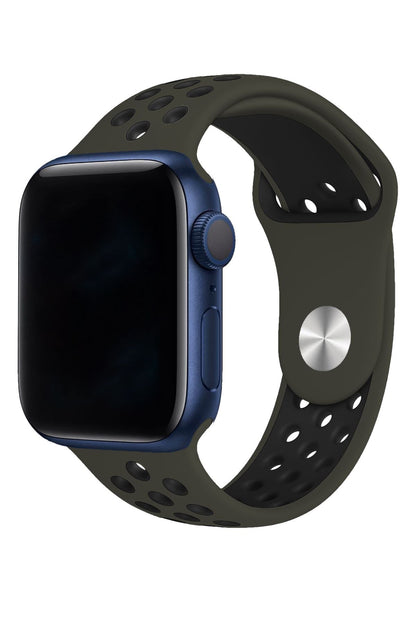 Apple Watch Uyumlu Silikon Delikli Spor Kordon Zeytin Yeşil