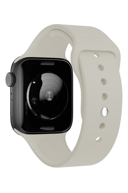 Apple Watch Uyumlu Silikon Spor Kordon Beige Beyaz