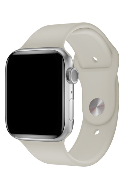 Apple Watch Uyumlu Silikon Spor Kordon Beige Beyaz