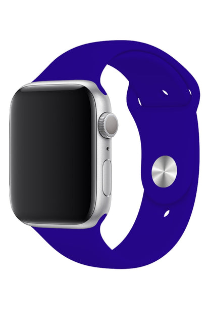 Apple Watch Uyumlu Silikon Spor Kordon Koyu Mavi