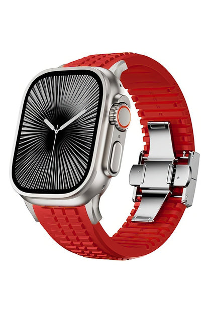 Apple Watch / Ultra Uyumlu AquaLink Kordon Heat Gümüş Toka