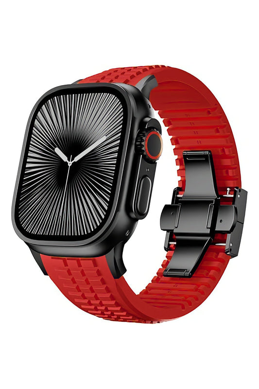 Apple Watch / Ultra Uyumlu AquaLink Kordon Heat Siyah Toka