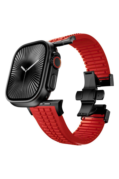 Apple Watch / Ultra Uyumlu AquaLink Kordon Heat Siyah Toka