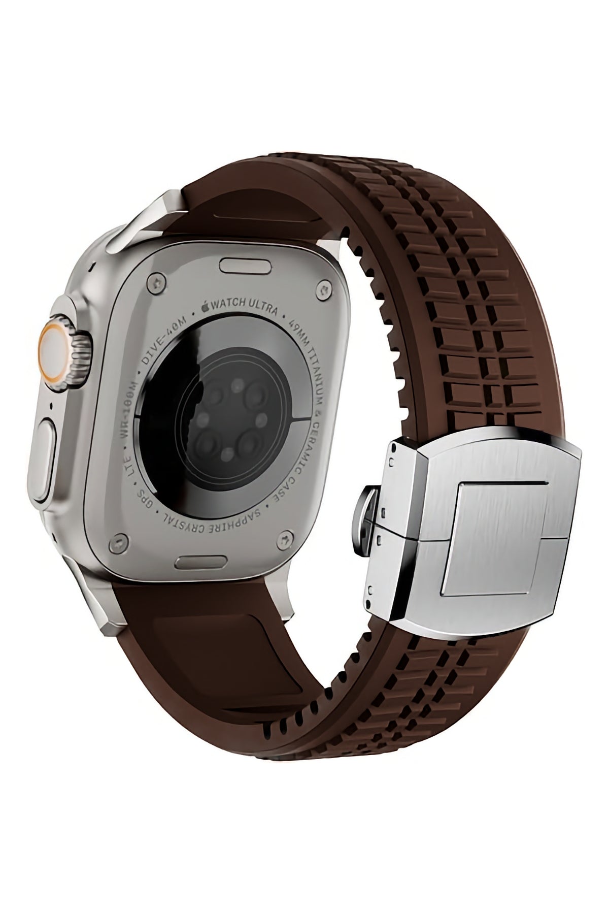 Apple Watch / Ultra Uyumlu AquaLink Kordon Mocha Gümüş Toka