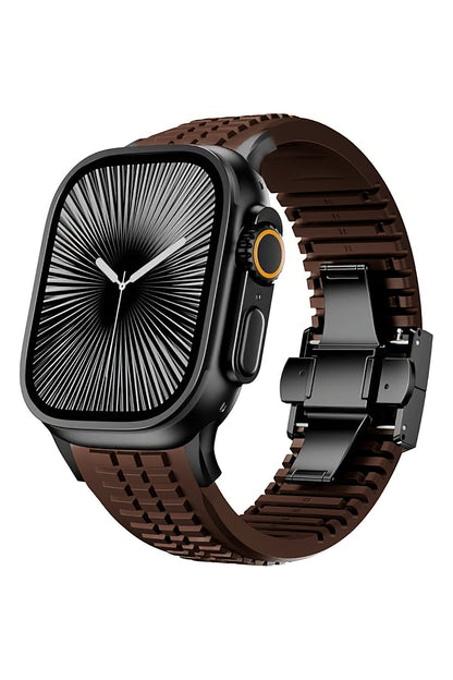 Apple Watch / Ultra Uyumlu AquaLink Kordon Mocha Siyah Toka