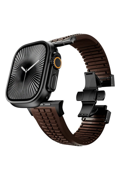 Apple Watch / Ultra Uyumlu AquaLink Kordon Mocha Siyah Toka