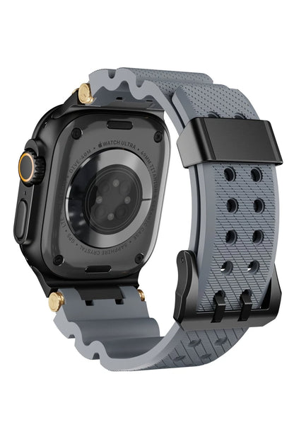 Apple Watch Ultra Uyumlu Gripline Kordon Monogrey Siyah Toka