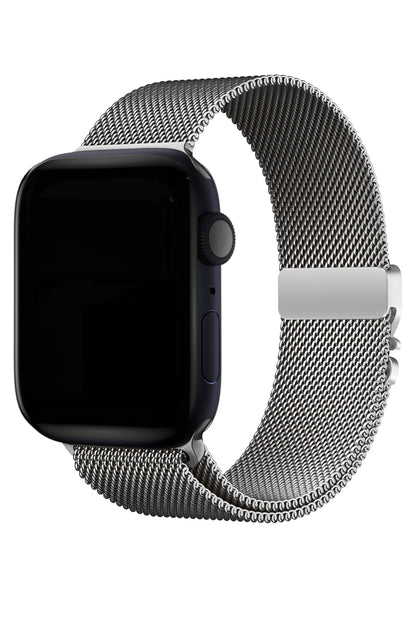 Apple Watch Ultra Uyumlu İnce Örgü Milano Loop Gümüş