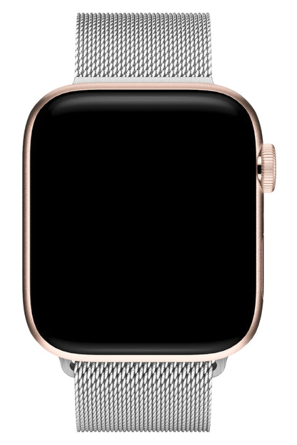 Apple Watch Ultra Uyumlu İnce Örgü Milano Loop Gümüş