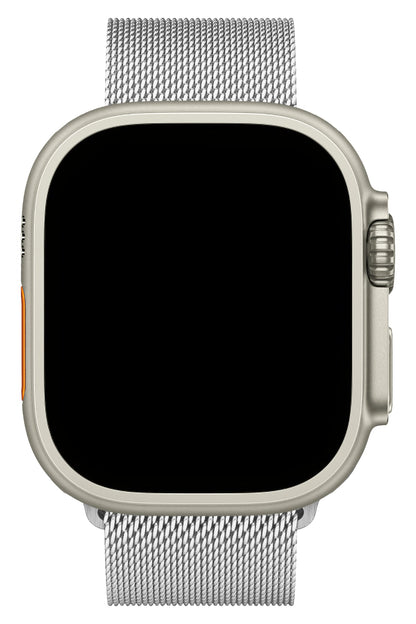 Apple Watch Ultra Uyumlu İnce Örgü Milano Loop Gümüş