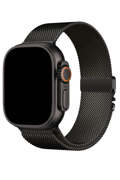 Apple Watch Ultra Uyumlu İnce Örgü Milano Loop Siyah