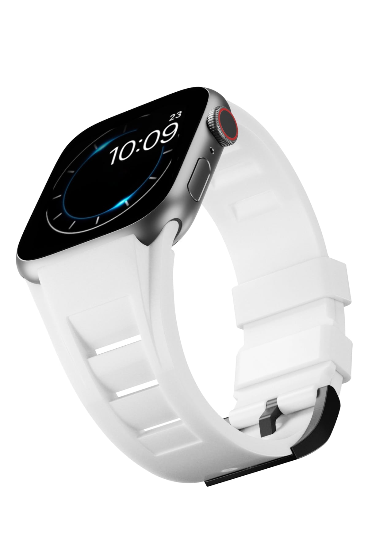 Apple Watch Ultra Uyumlu Terraflex Rubber Siyah Tokalı Beyaz Kordon