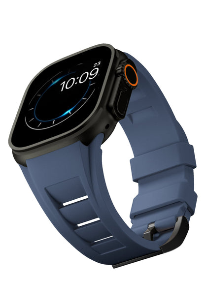 Apple Watch Ultra Uyumlu Terraflex Rubber Siyah Tokalı Lacivert Kordon