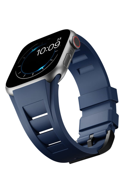 Apple Watch Ultra Uyumlu Terraflex Rubber Siyah Tokalı Lacivert Kordon