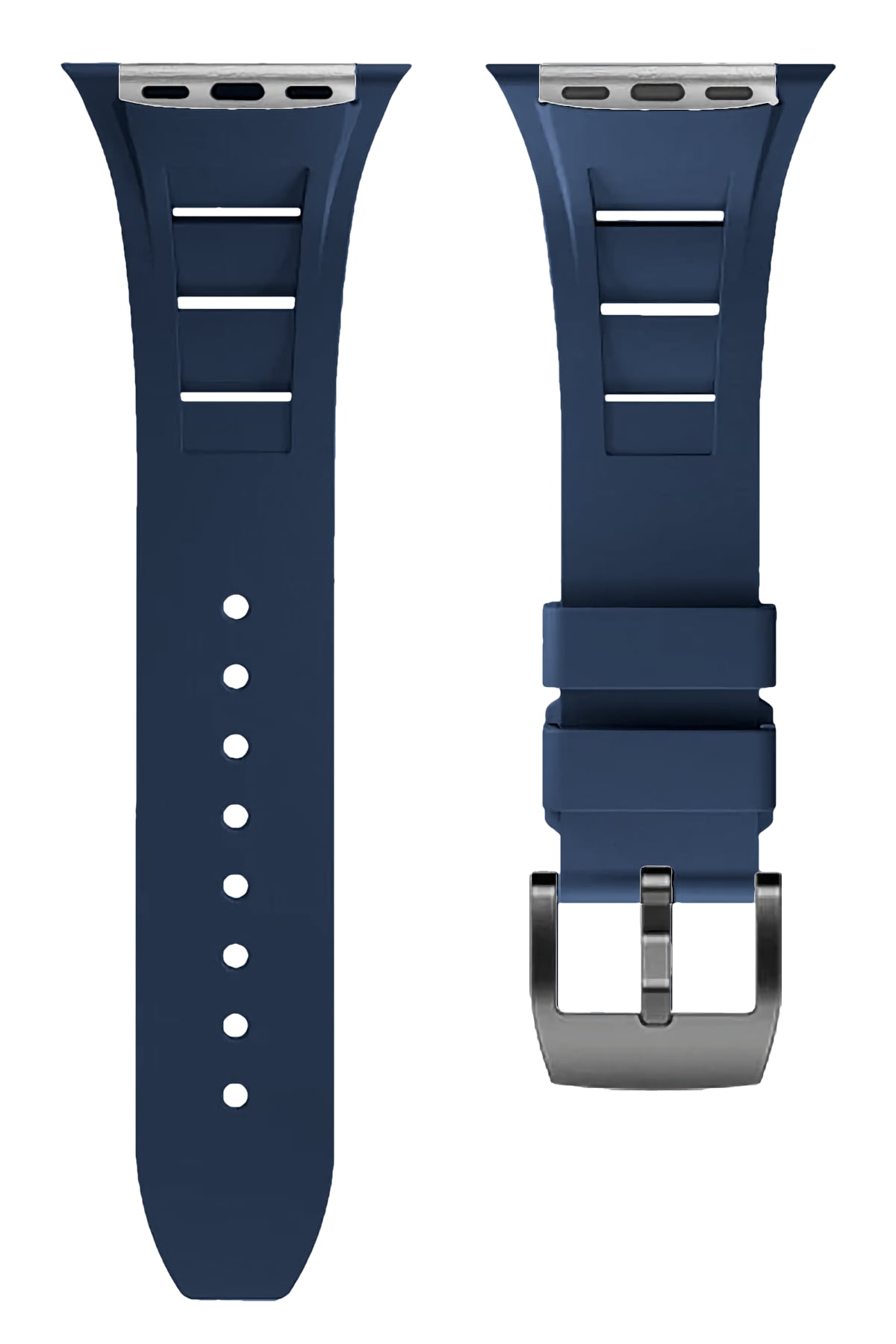 Apple Watch Ultra Uyumlu Terraflex Rubber Siyah Tokalı Lacivert Kordon