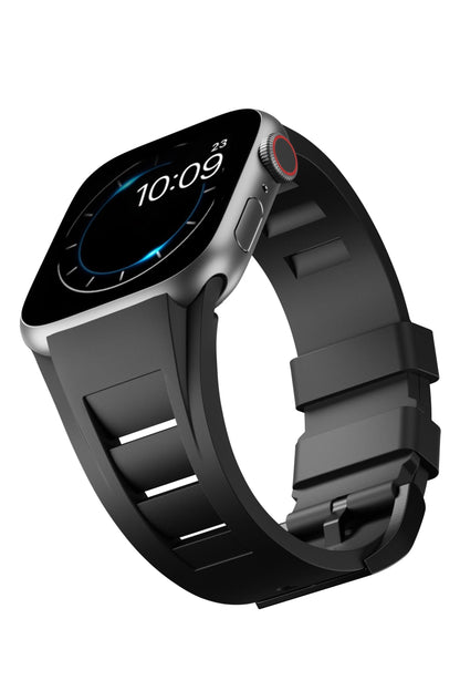 Apple Watch Ultra Uyumlu Terraflex Rubber Siyah Tokalı Siyah Kordon