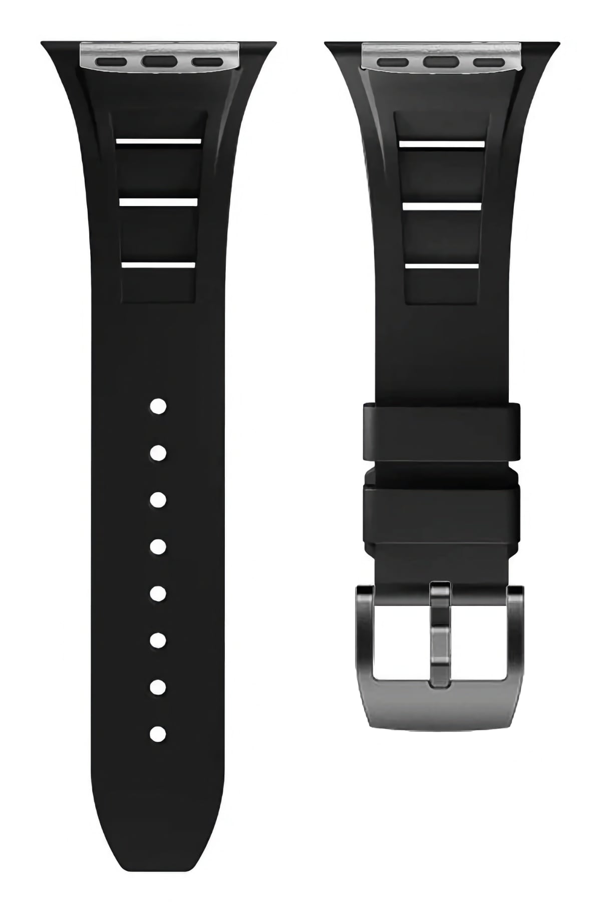 Apple Watch Ultra Uyumlu Terraflex Rubber Siyah Tokalı Siyah Kordon