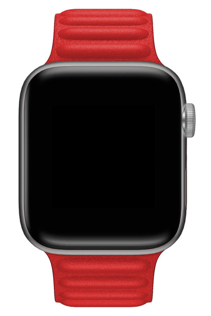 Apple Watch Uyumlu Baklalı Deri Loop Kordon Core Kırmızı
