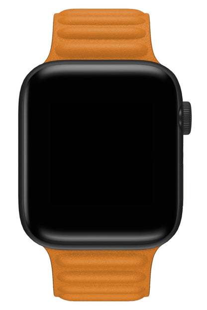 Apple Watch Uyumlu Baklalı Deri Loop Kordon Peel Turuncu