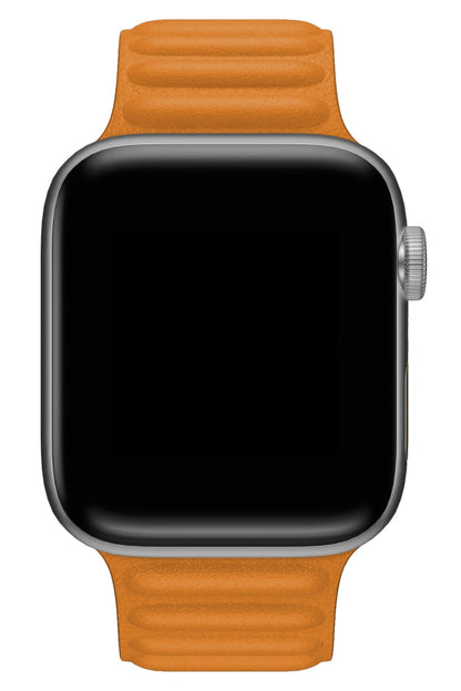 Apple Watch Uyumlu Baklalı Deri Loop Kordon Peel Turuncu