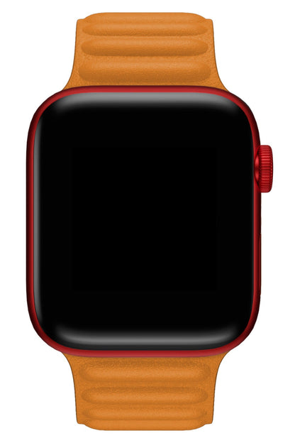 Apple Watch Uyumlu Baklalı Deri Loop Kordon Peel Turuncu