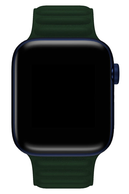 Apple Watch Uyumlu Baklalı Deri Loop Kordon Racing Yeşil