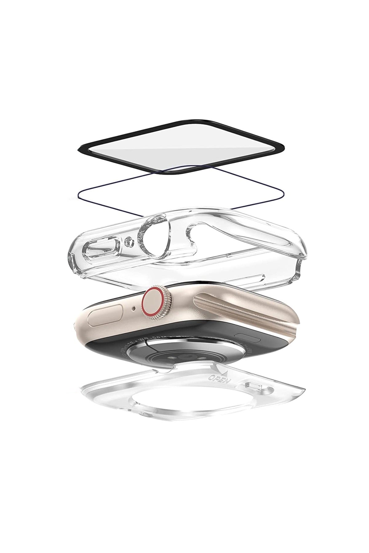 Apple Watch Uyumlu Ekran Koruyucu Kasa Suya Dayanıklı Clear