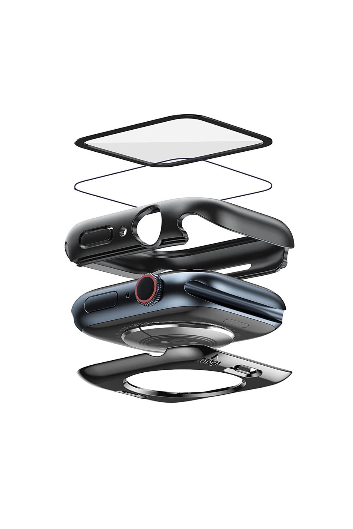 Apple Watch Uyumlu Ekran Koruyucu Kasa Suya Dayanıklı Dark Black