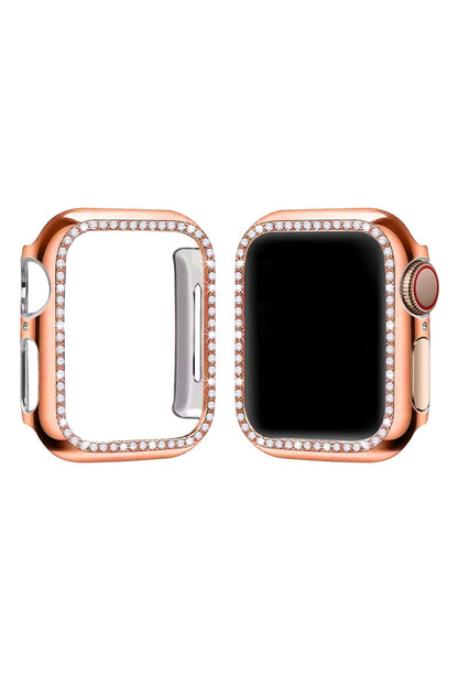 Apple Watch Uyumlu Ekran Koruyucu Taşlı Parlak Kasa Rose Gold