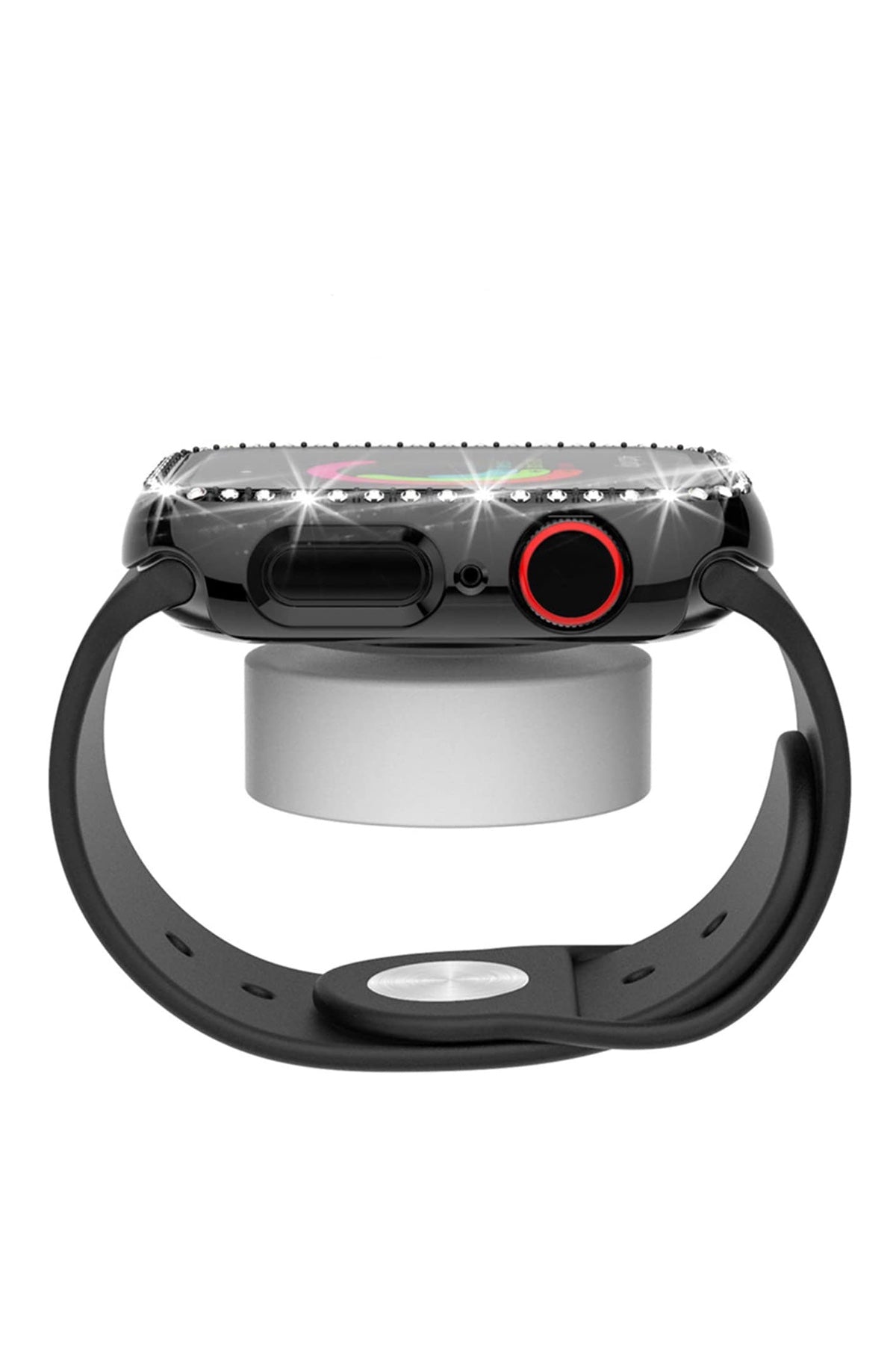 Apple Watch Uyumlu Ekran Koruyucu Taşlı Kasa Şeffaf