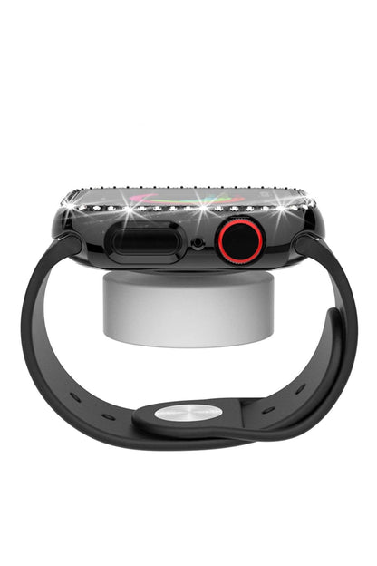 Apple Watch Uyumlu Ekran Koruyucu Taşlı Kasa Şeffaf